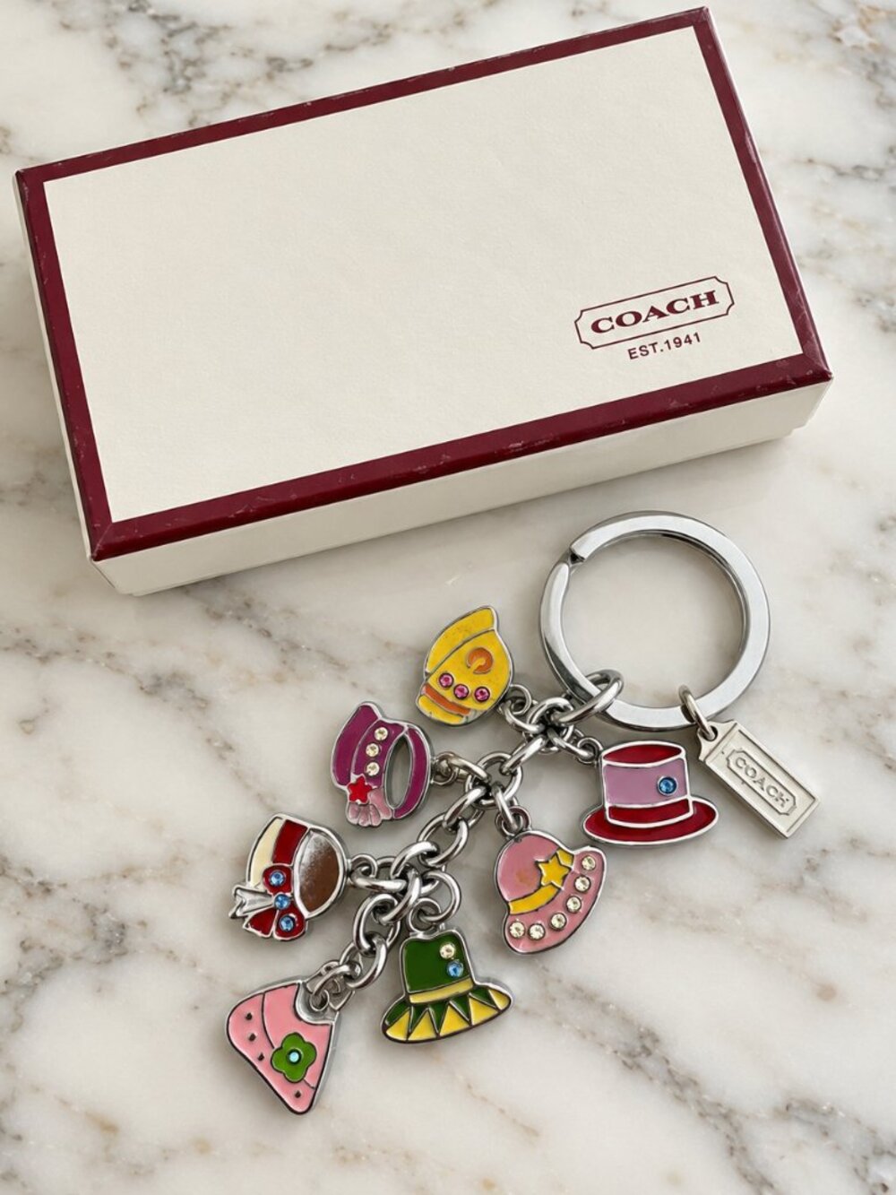 Vintage Coach Hat Charm Keychain / Bag Charm with Original Box